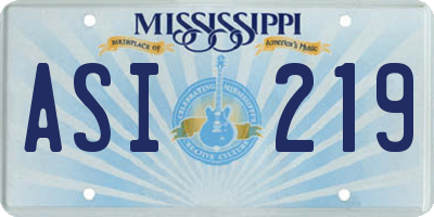 MS license plate ASI219