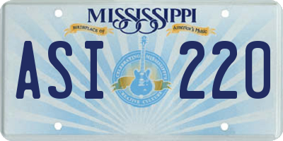 MS license plate ASI220