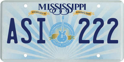 MS license plate ASI222