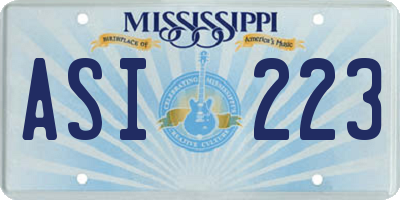 MS license plate ASI223