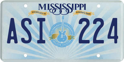 MS license plate ASI224
