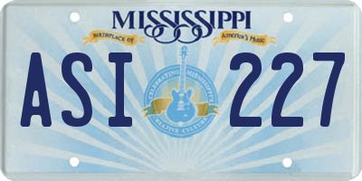 MS license plate ASI227