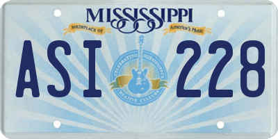 MS license plate ASI228