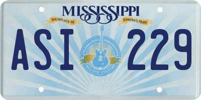 MS license plate ASI229