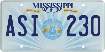 MS license plate ASI230