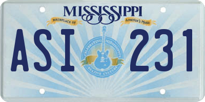 MS license plate ASI231