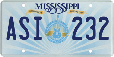 MS license plate ASI232
