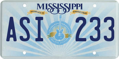 MS license plate ASI233