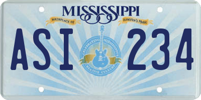 MS license plate ASI234