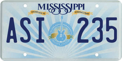 MS license plate ASI235