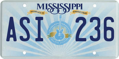 MS license plate ASI236