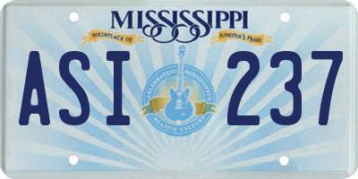 MS license plate ASI237