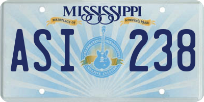 MS license plate ASI238