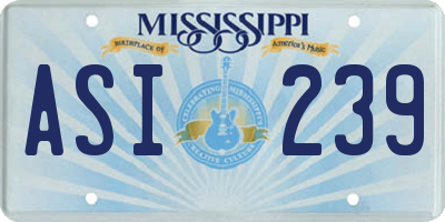 MS license plate ASI239