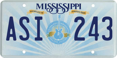 MS license plate ASI243