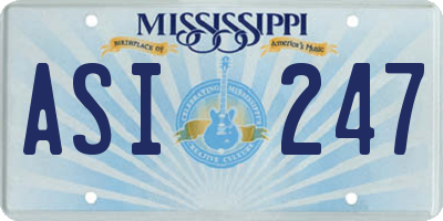 MS license plate ASI247