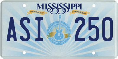 MS license plate ASI250