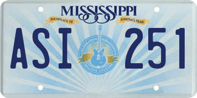 MS license plate ASI251