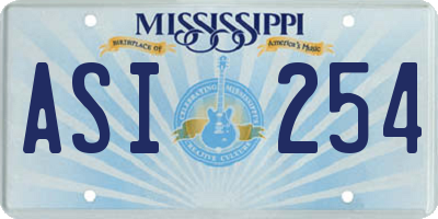 MS license plate ASI254
