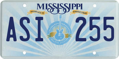 MS license plate ASI255
