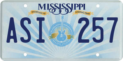 MS license plate ASI257