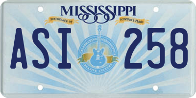 MS license plate ASI258