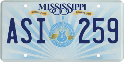 MS license plate ASI259
