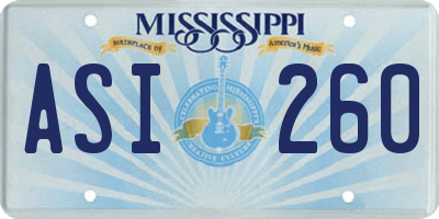 MS license plate ASI260