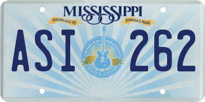 MS license plate ASI262
