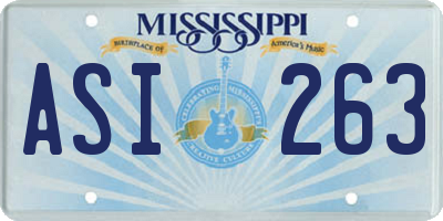 MS license plate ASI263
