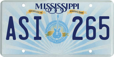 MS license plate ASI265