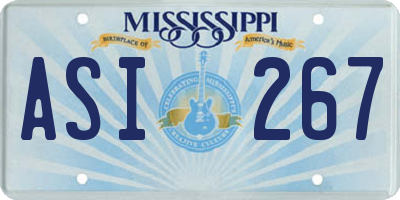 MS license plate ASI267