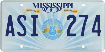 MS license plate ASI274