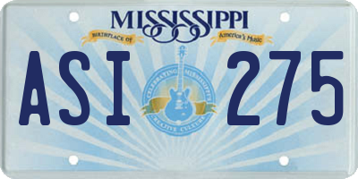 MS license plate ASI275