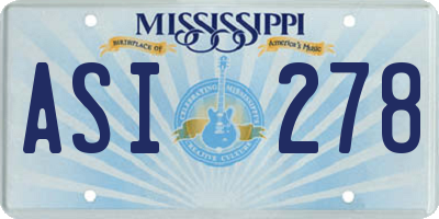 MS license plate ASI278