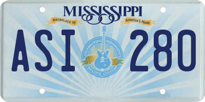 MS license plate ASI280