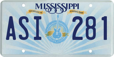 MS license plate ASI281