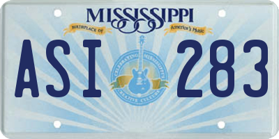 MS license plate ASI283