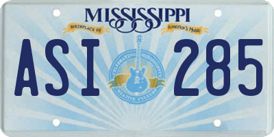 MS license plate ASI285