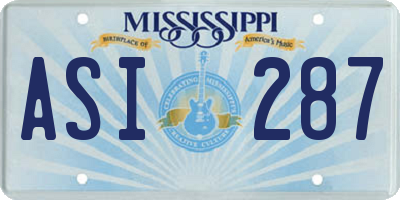 MS license plate ASI287