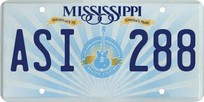 MS license plate ASI288