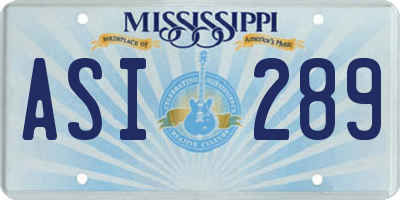 MS license plate ASI289