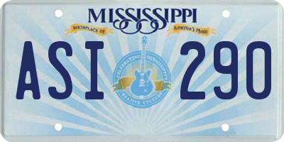 MS license plate ASI290