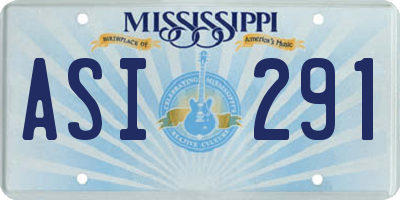 MS license plate ASI291