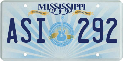 MS license plate ASI292