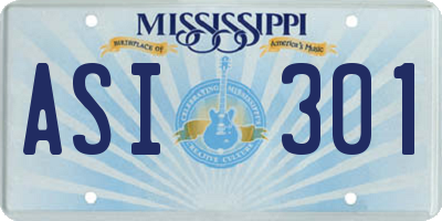 MS license plate ASI301