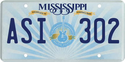 MS license plate ASI302