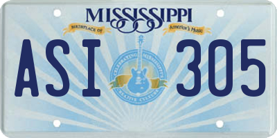 MS license plate ASI305