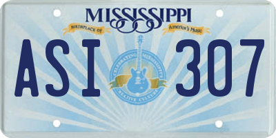 MS license plate ASI307