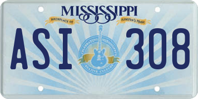MS license plate ASI308